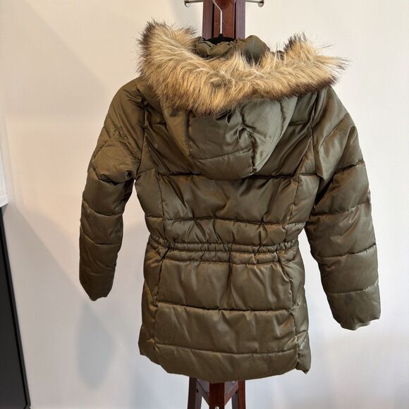 Gapkids Hooded Fleece Lined Parka Olive Lg - Picture 6 of 9